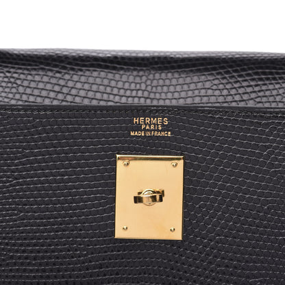 Hermes Lizard Kelly Sellier 32 Black 8 of 35