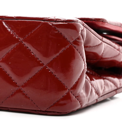 Chanel Patent Calfskin Quilted Medium Double Flap Dark Red 10 of 18