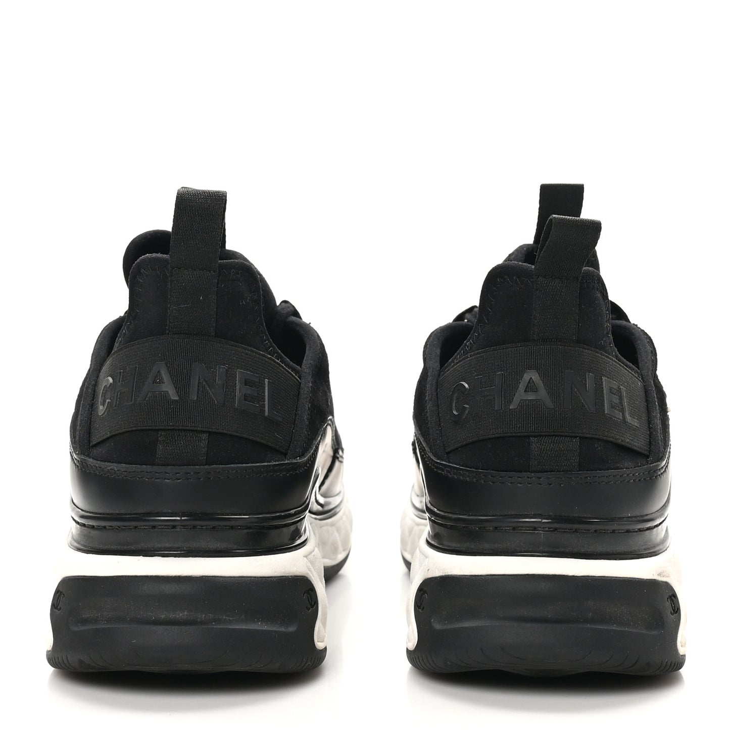 Velvet Calfskin Mixed Fibers CC Sneakers 40.5 Black