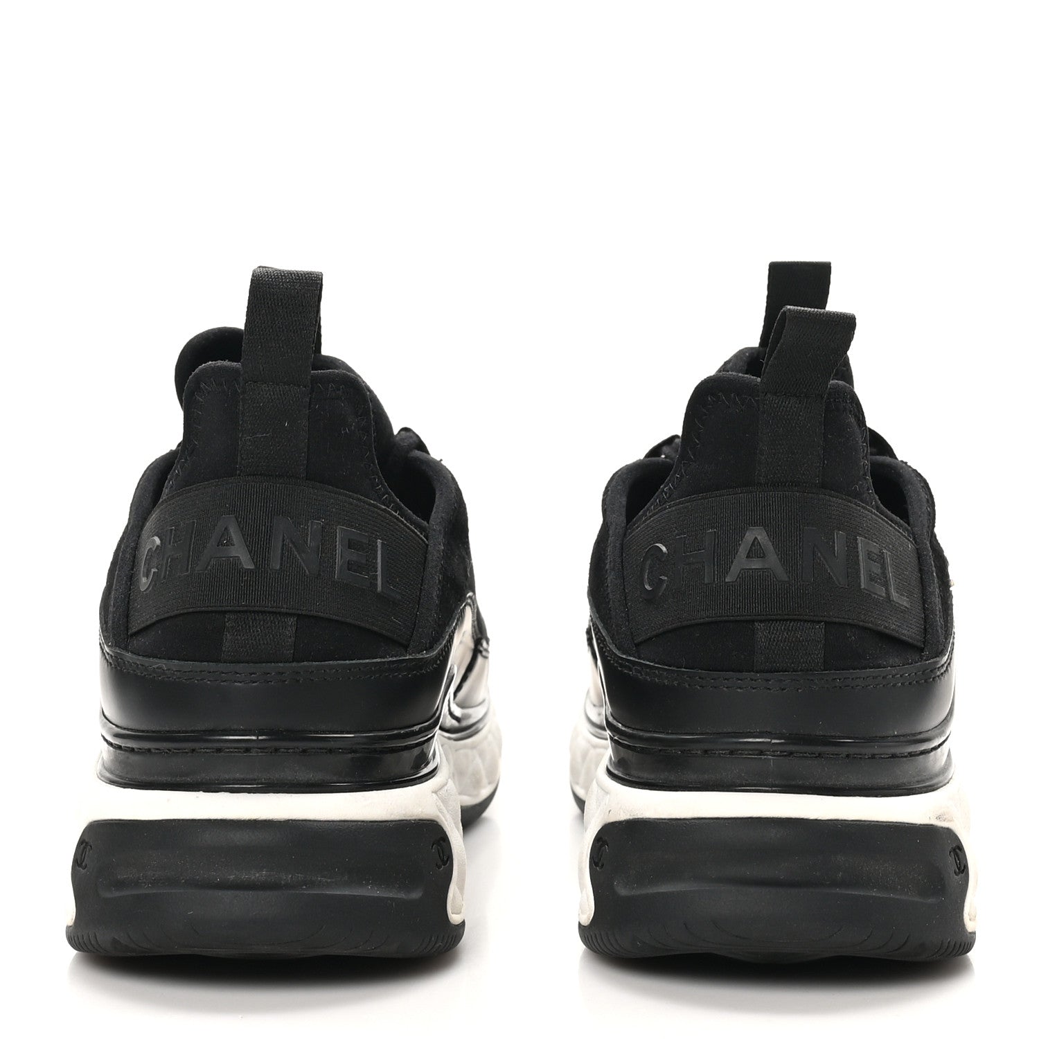 Chanel Velvet Calfskin Mixed Fibers CC Sneakers 40.5 Black 6 of 10