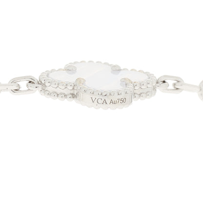 Van Cleef & Arpels 18K White Gold Chalcedony 10 Motifs Vintage Alhambra Necklace 6 of 6