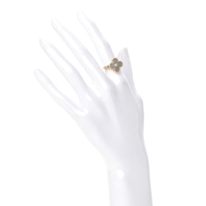 Van Cleef & Arpels 18K Yellow Gold Diamond Mother of Pearl Vintage Alhambra Ring 49 5 2 of 6