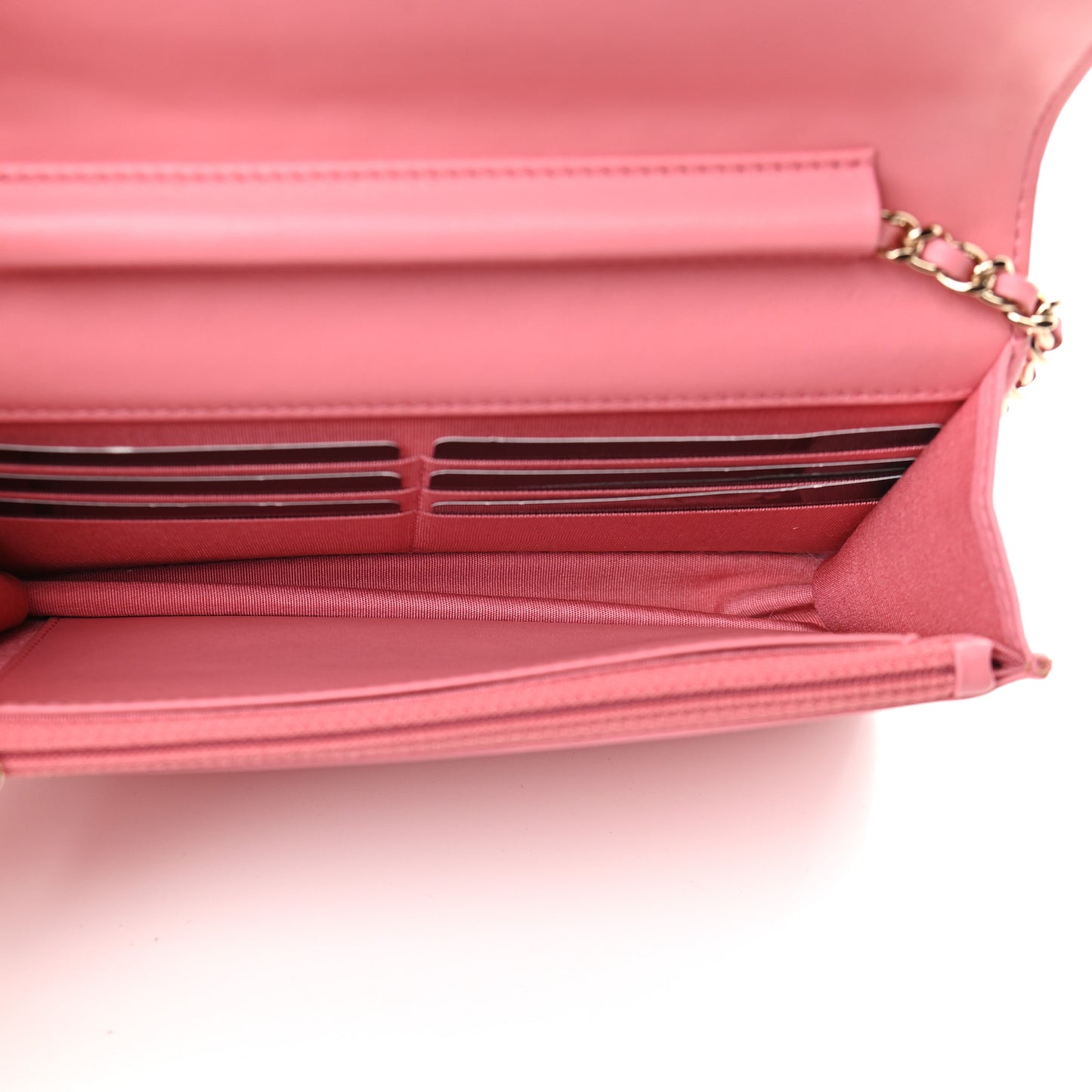 Caviar Camellia Embossed Wallet On Chain WOC Pink