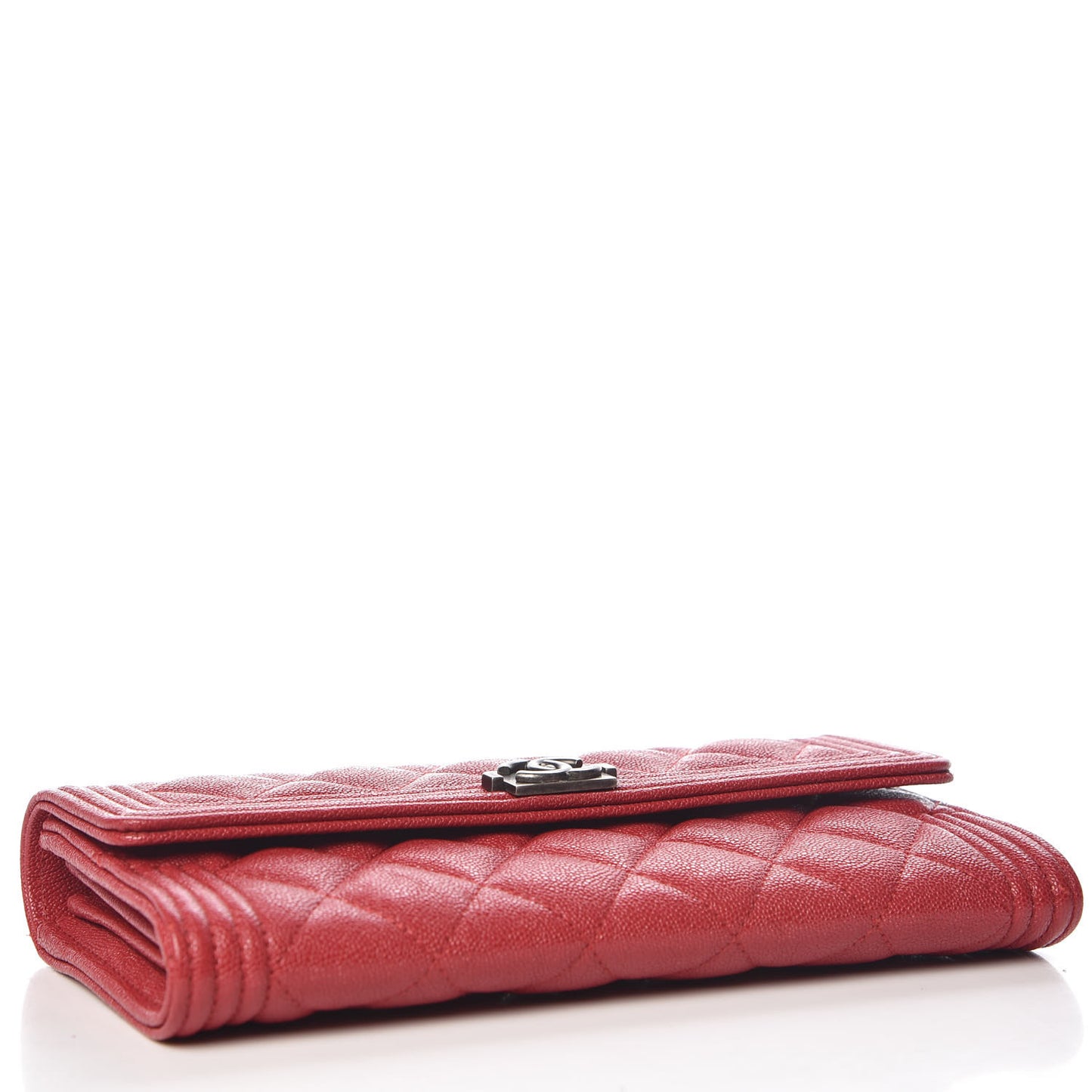 Caviar Quilted Boy Flap Wallet Red