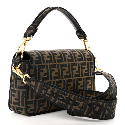 Fendi Fabric Jacquard FF 1974 Medium Baguette Tobacco Moro Black 3 of 11