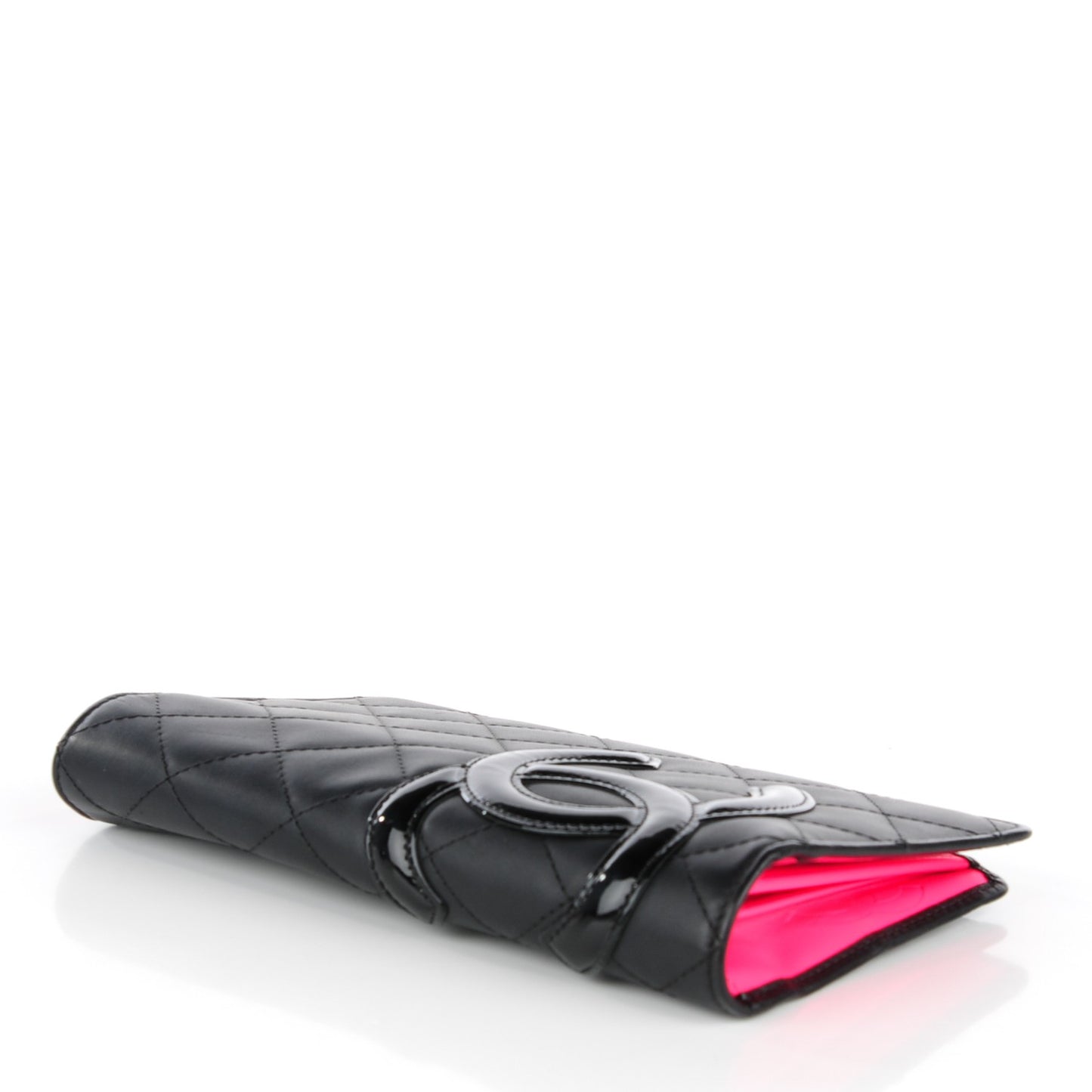 Calfskin Quilted Cambon Yen Wallet Black