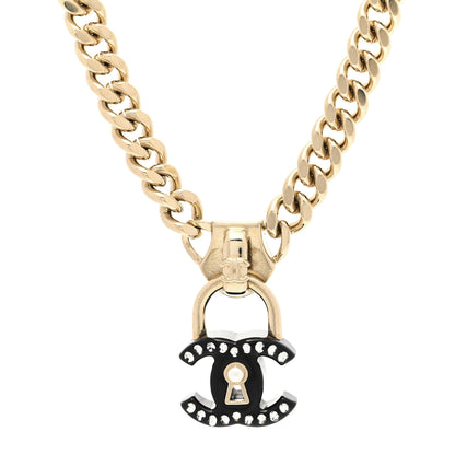 Chanel Crystal CC Lock Short Necklace Black Gold 4 of 7