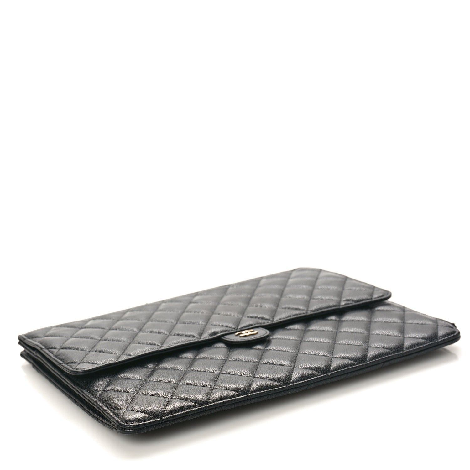 Chanel Caviar Quilted Large Flap Zip Clutch Black 4 of 10