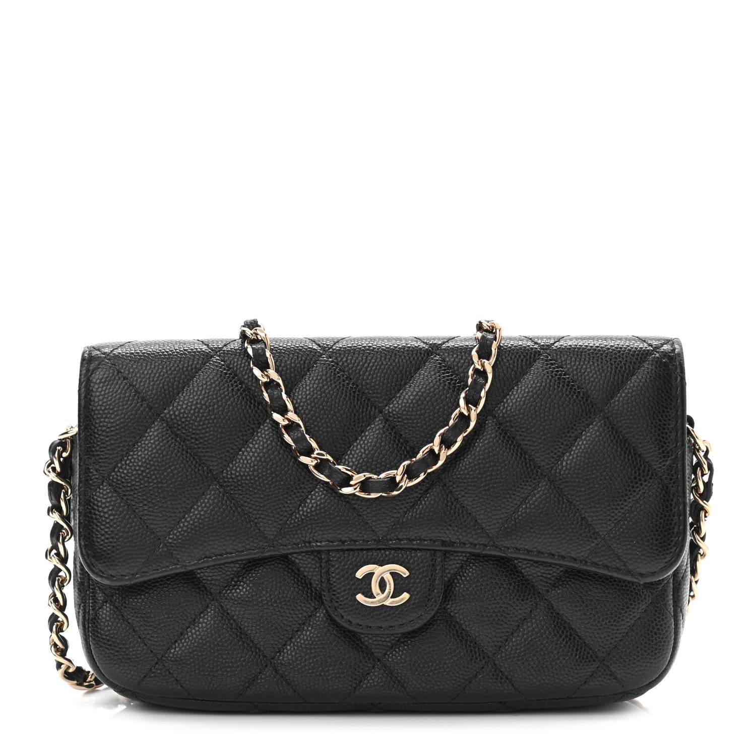 Chanel Caviar Quilted Flap Phone Holder With Chain Black 1 of 13