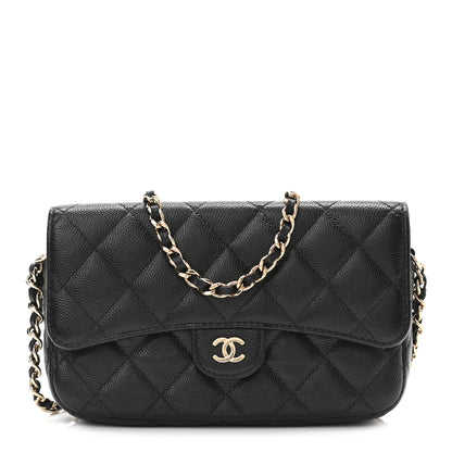 Chanel Caviar Quilted Flap Phone Holder With Chain Black 1 of 13