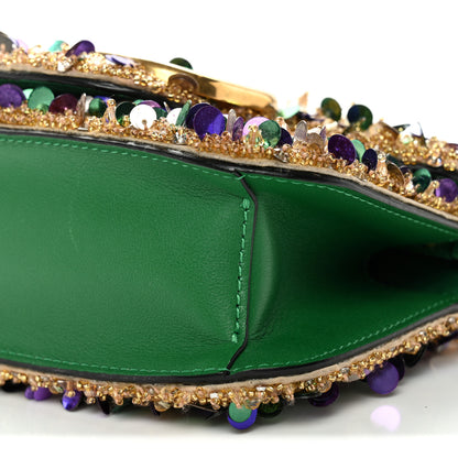 Valentino Garavani Sequin Crystal Vlogo Embroidered Small Loco Shoulder Bag Gold Multicolor 9 of 9