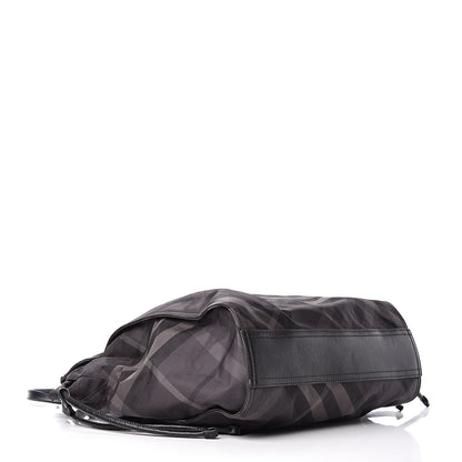 Burberry Nylon Check Small Buckleigh Packable Tote Charcoal 4 of 15