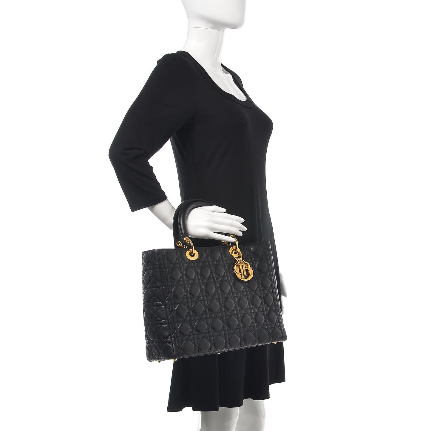 Lambskin Cannage Large Lady Dior Black