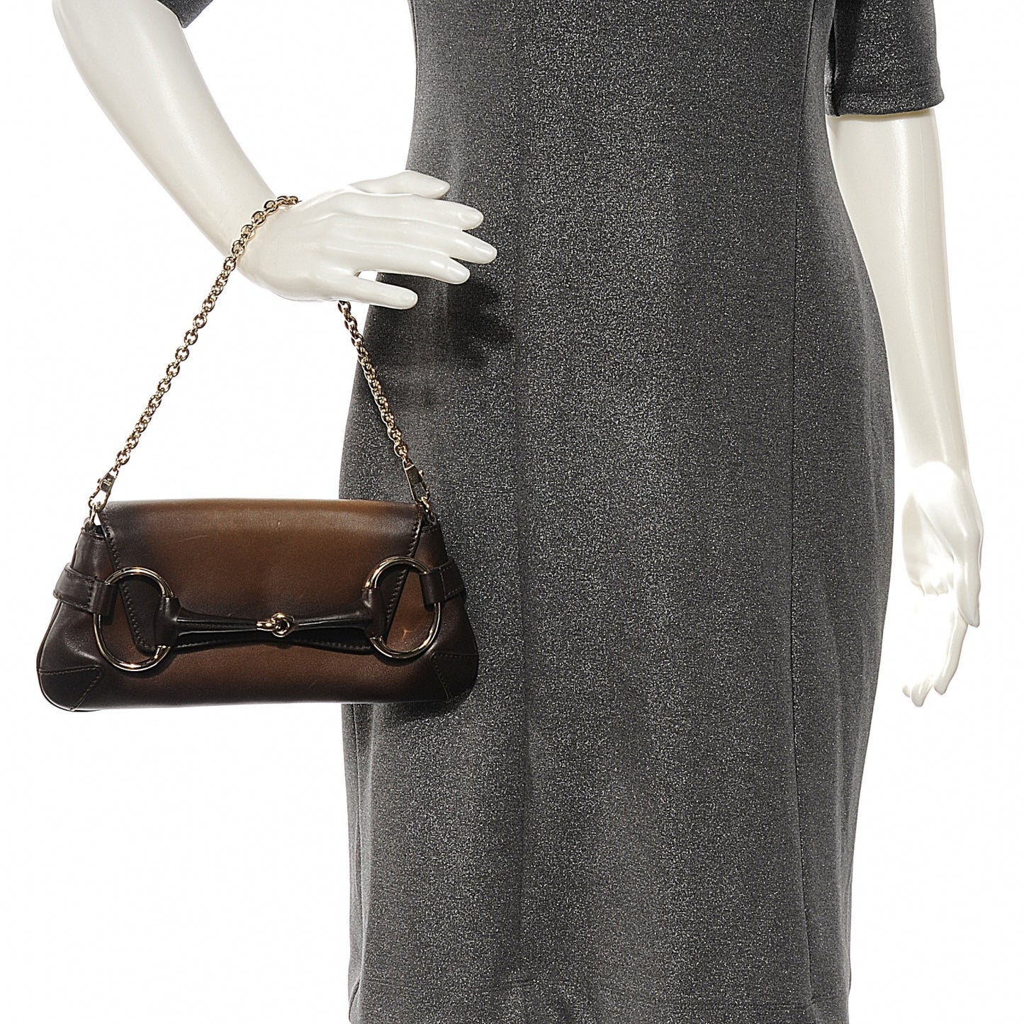 Leather Horsebit 1921 Clutch Bag Brown