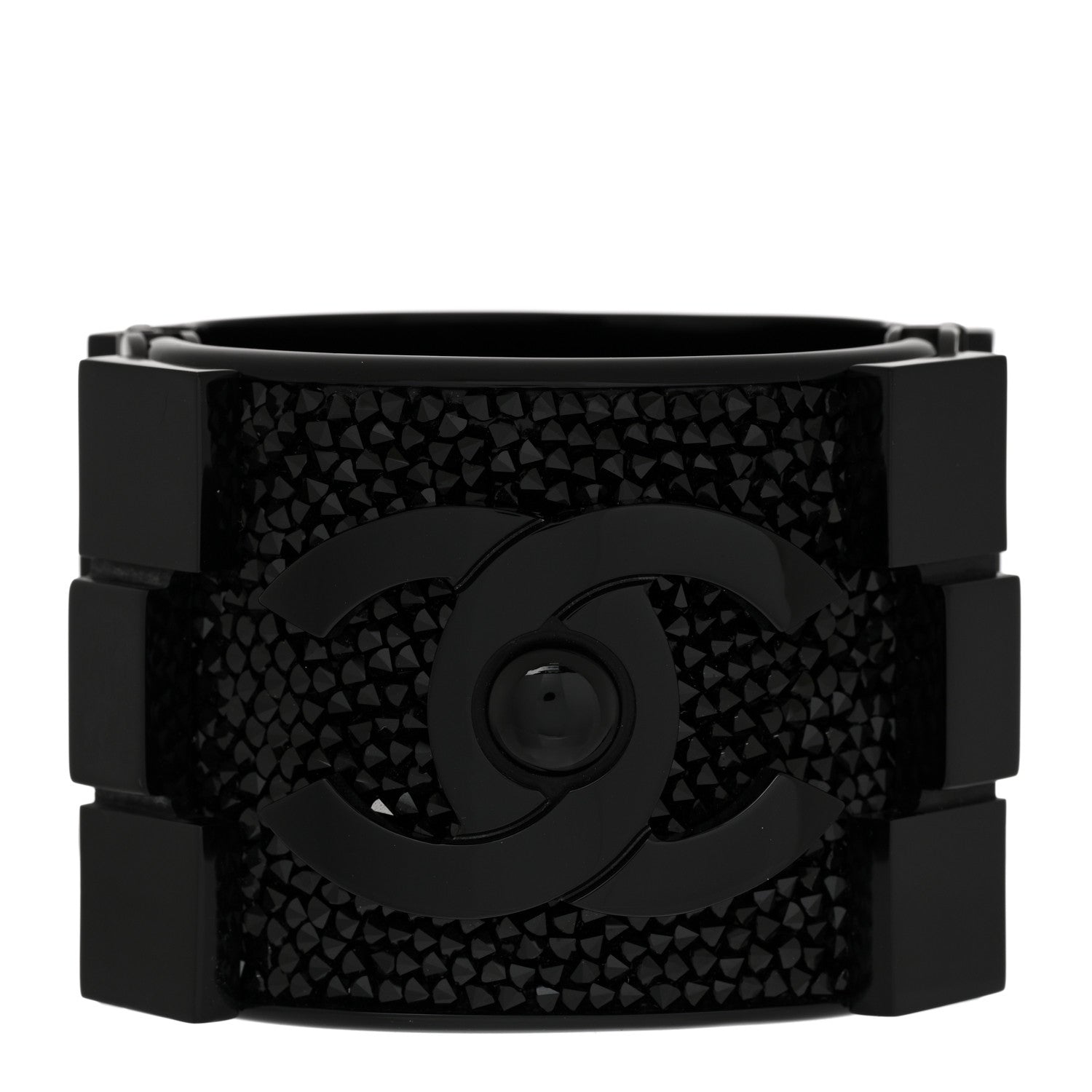 Chanel Plexiglass Crystal Lego Boy Cuff Black 1 of 6