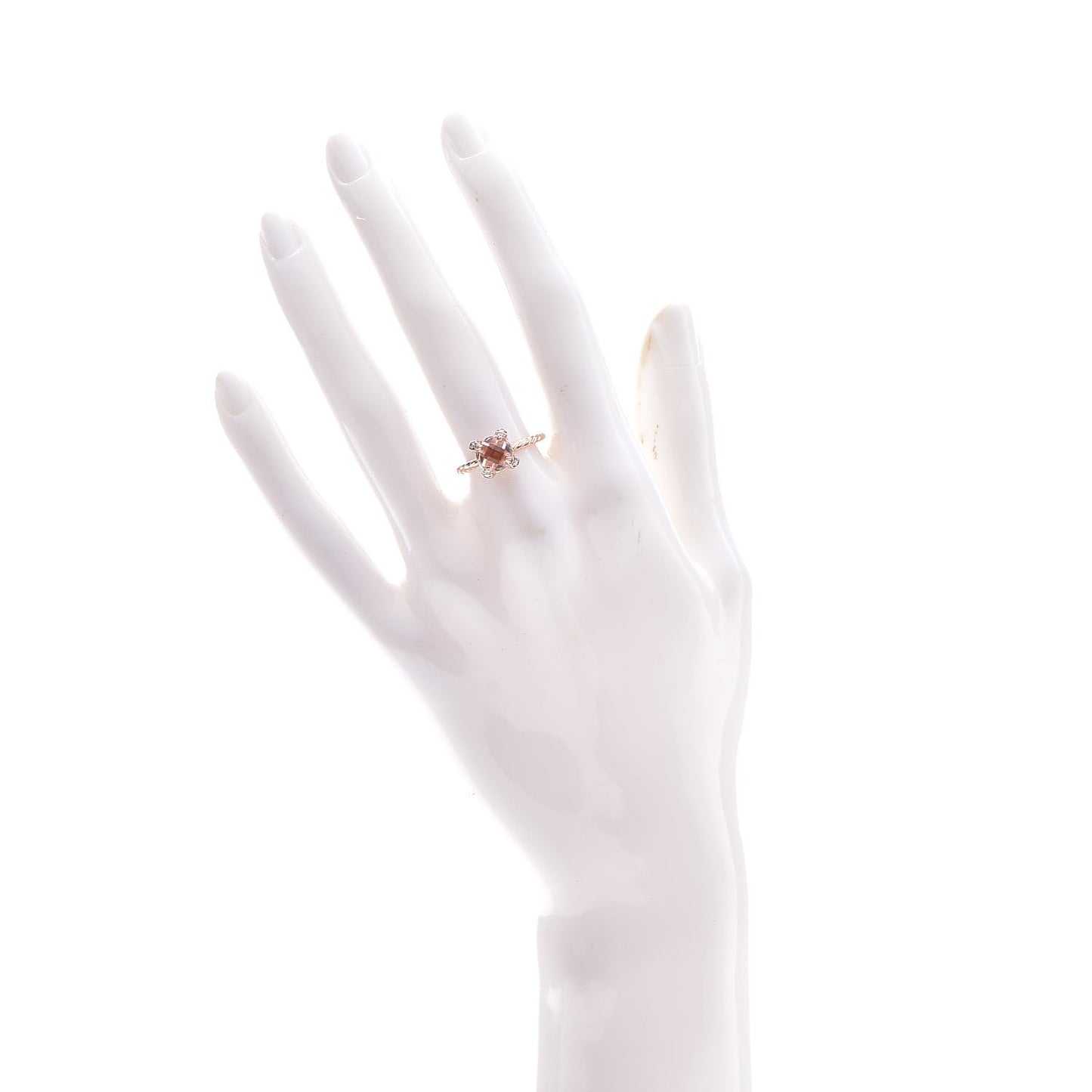 18K Rose Gold Diamond Morganite 7mm Chatelaine Ring 51 5.75