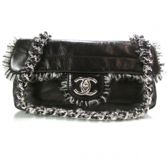 Lambskin Tweedy Flap Black