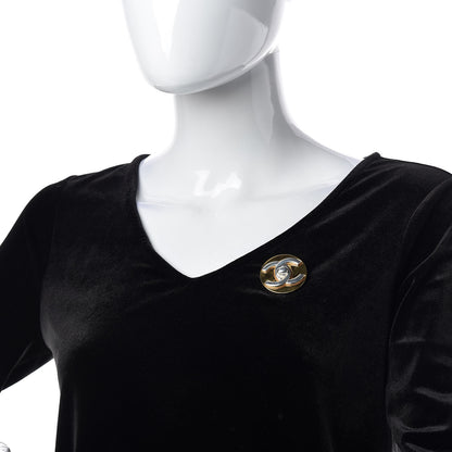 Chanel CC Turnlock Brooch Silver Gold 2 of 4