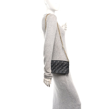 Louis Vuitton Lambskin Embossed Monogram Pochette Coussin Black 2 of 11