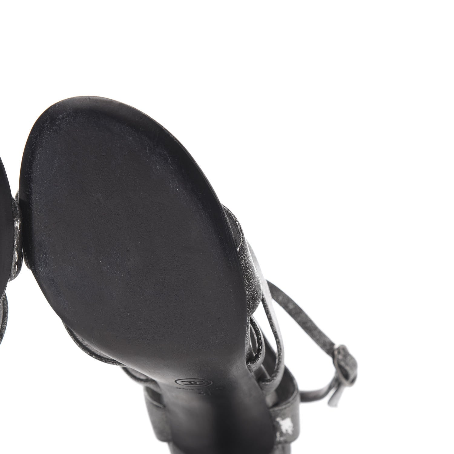 Chanel Cracked Metallic Calfskin Pearl Sandals 41 Dark Silver 16 of 16