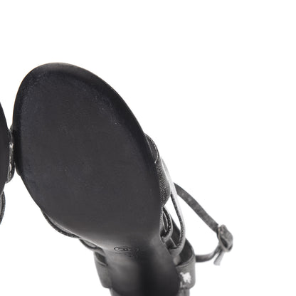 Chanel Cracked Metallic Calfskin Pearl Sandals 41 Dark Silver 16 of 16