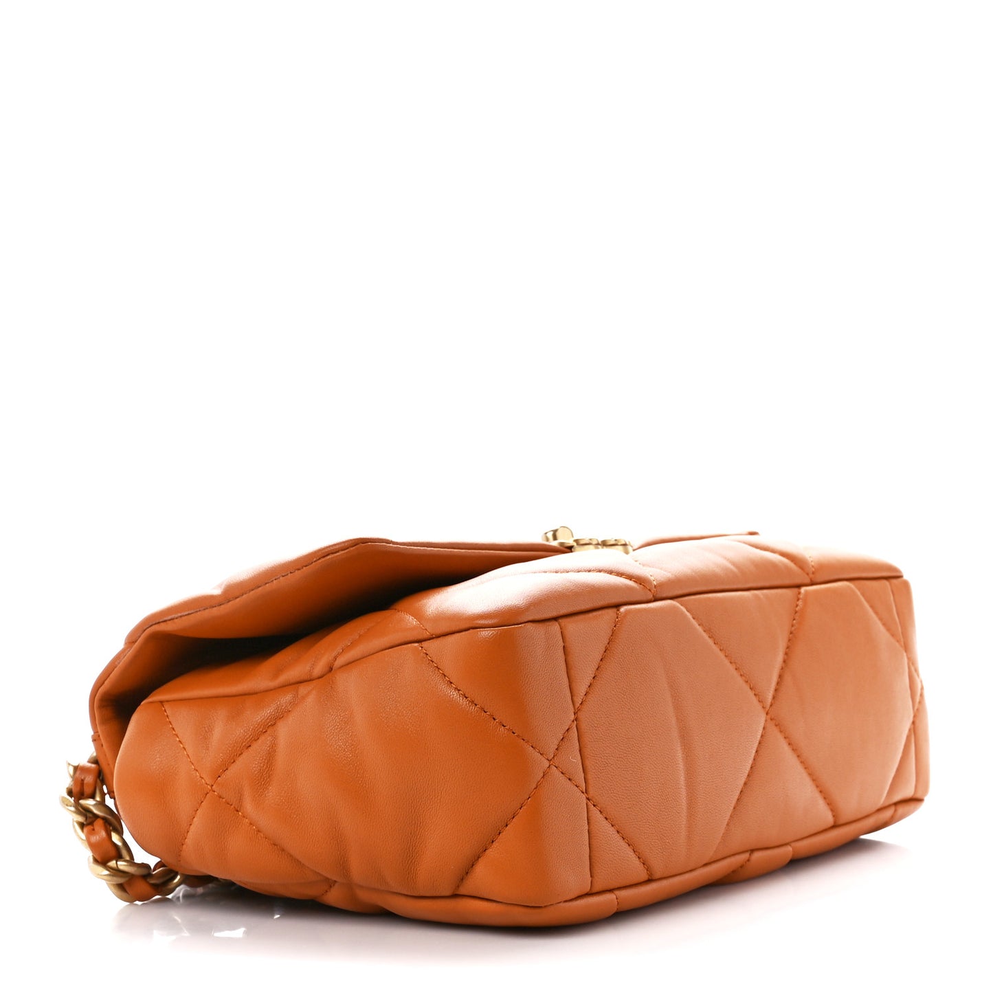 Lambskin Quilted Medium Chanel 19 Flap Light Brown