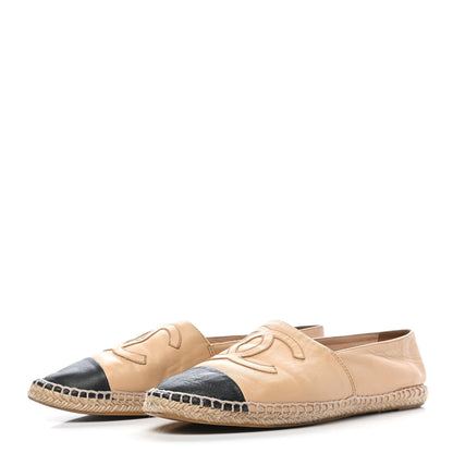 Chanel Lambskin CC Espadrilles 38 Beige Black 3 of 11