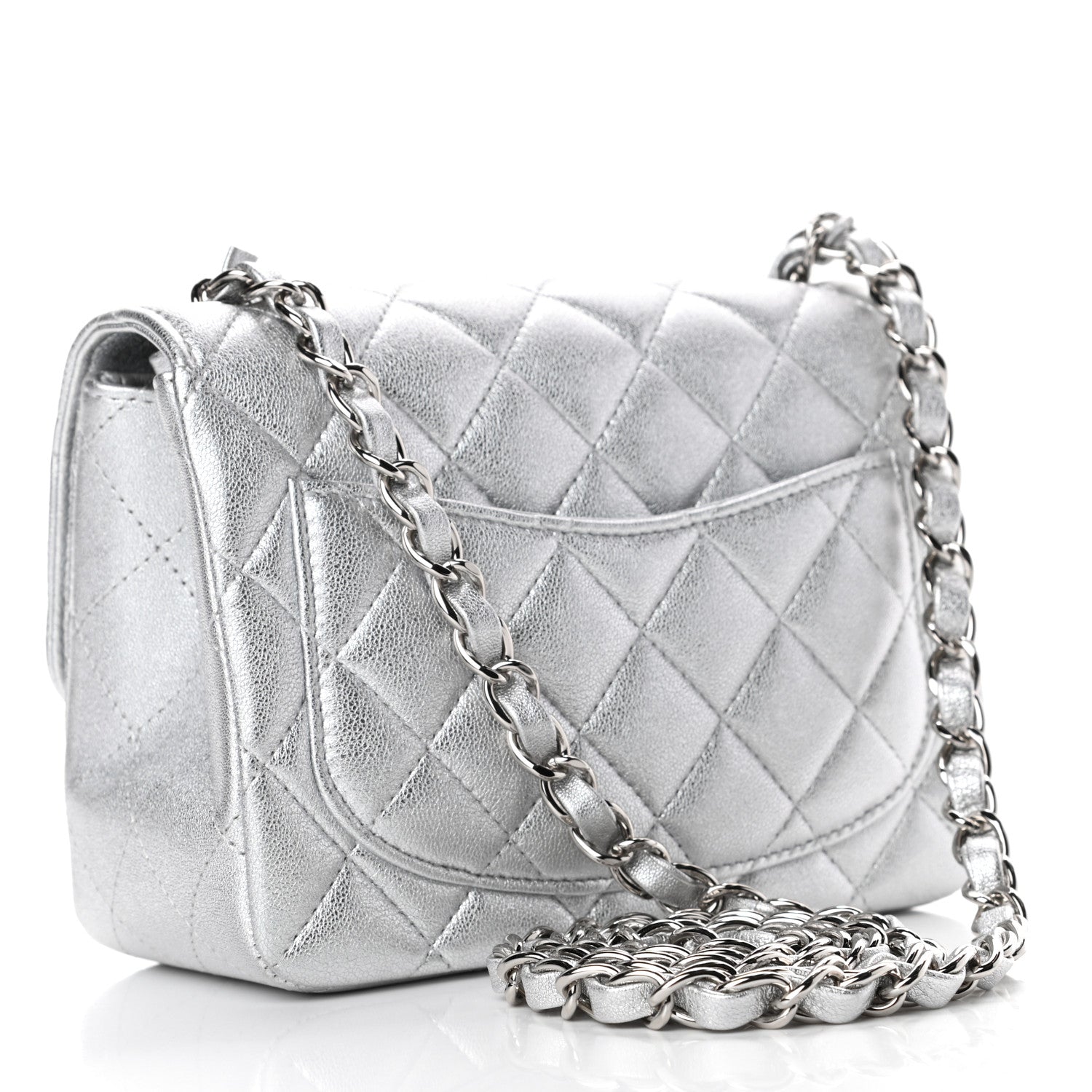 Chanel Metallic Lambskin Quilted Mini Square Flap Silver 2 of 4