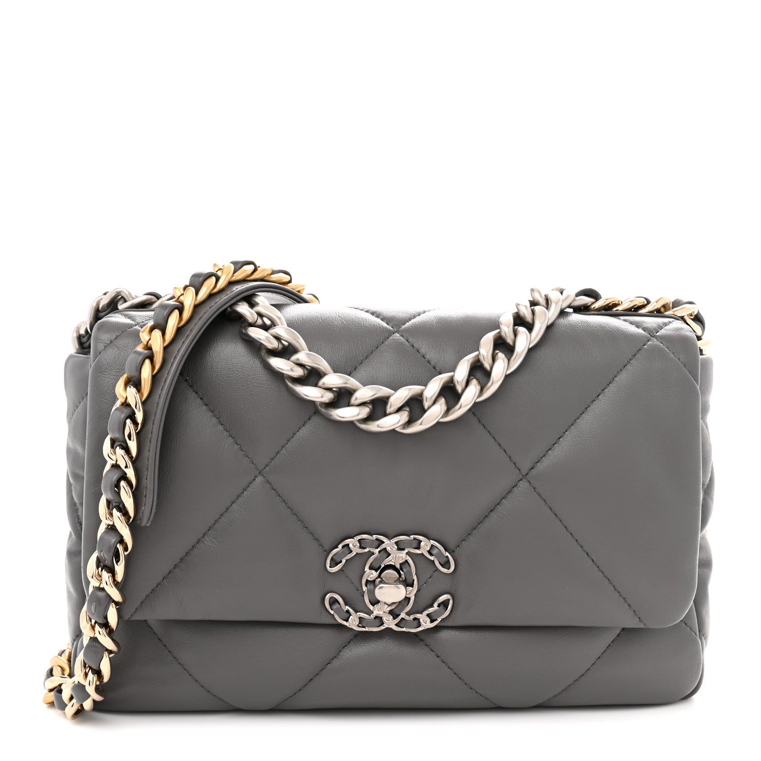 Chanel Lambskin Quilted Medium Chanel 19 Flap Dark Grey 1886306