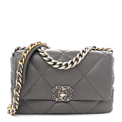 Chanel Lambskin Quilted Medium Chanel 19 Flap Dark Grey 1 of 10