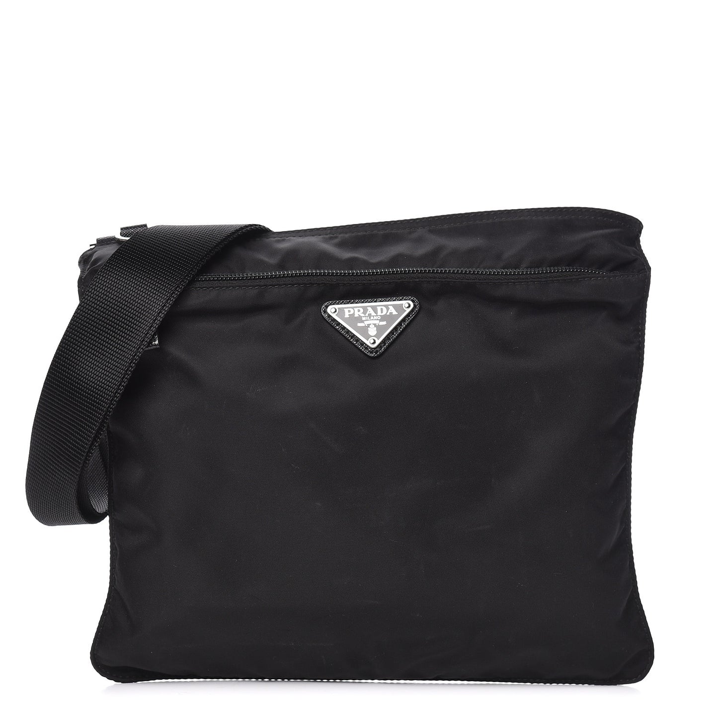 Nylon Vela Flat Messenger Bag Black