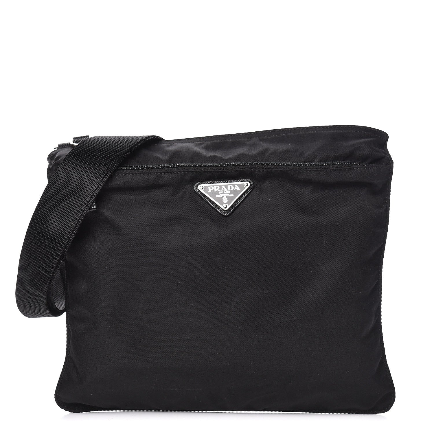 Prada Nylon Vela Flat Messenger Bag Black 1 of 9