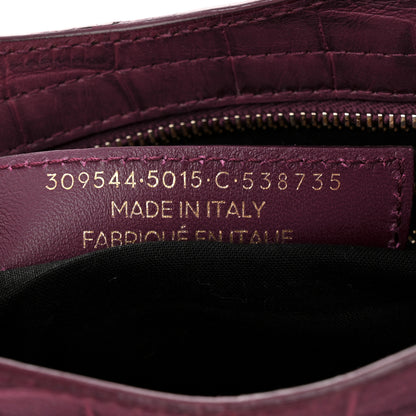 Balenciaga Calfskin Crocodile Embossed Giant 12 Gold Hardware Mini City Violet Prune 7 of 15