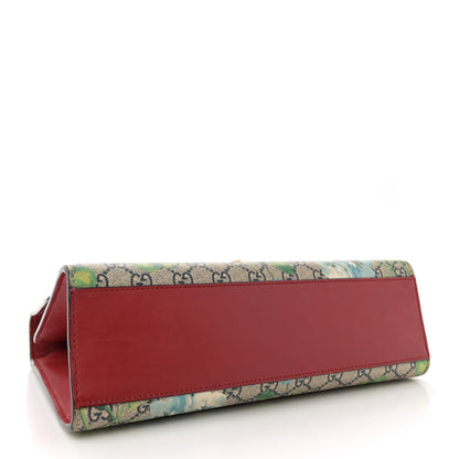 Gucci GG Supreme Monogram Blooms Medium Padlock Shoulder Bag Beige Blue Navy Hibiscus Red 4 of 16