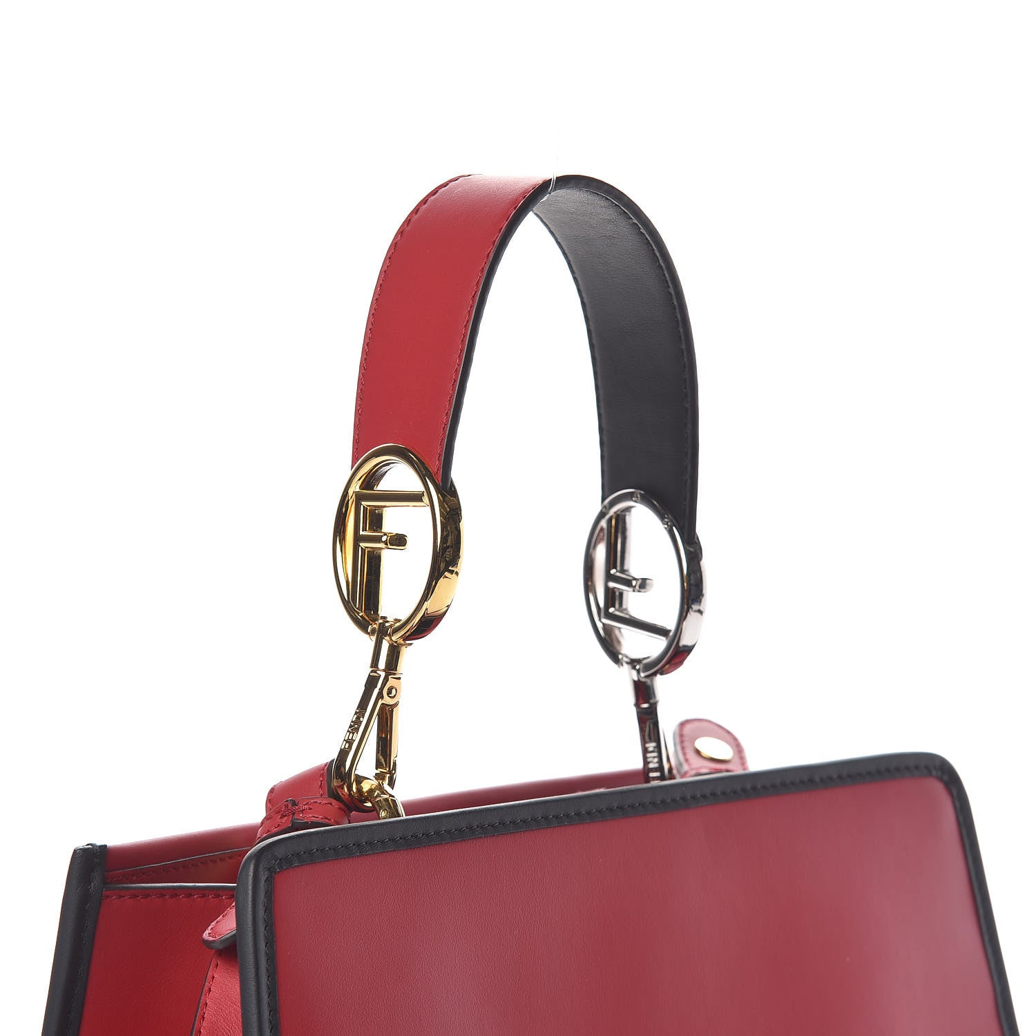 Fendi Vitello Century Opaco F is Fendi Bi-Color Small Runaway Satchel Fragola Black 9 of 11