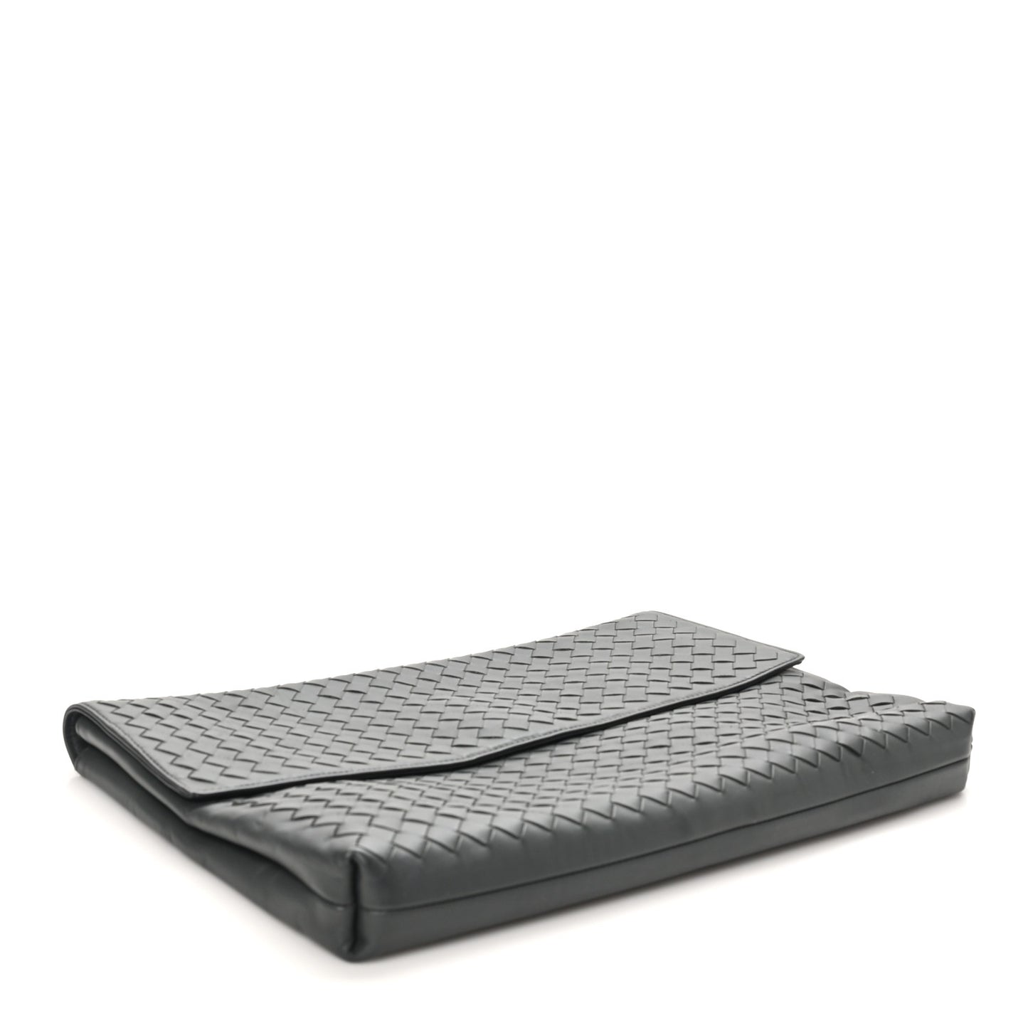 Nappa Intrecciato Flap Clutch Grey