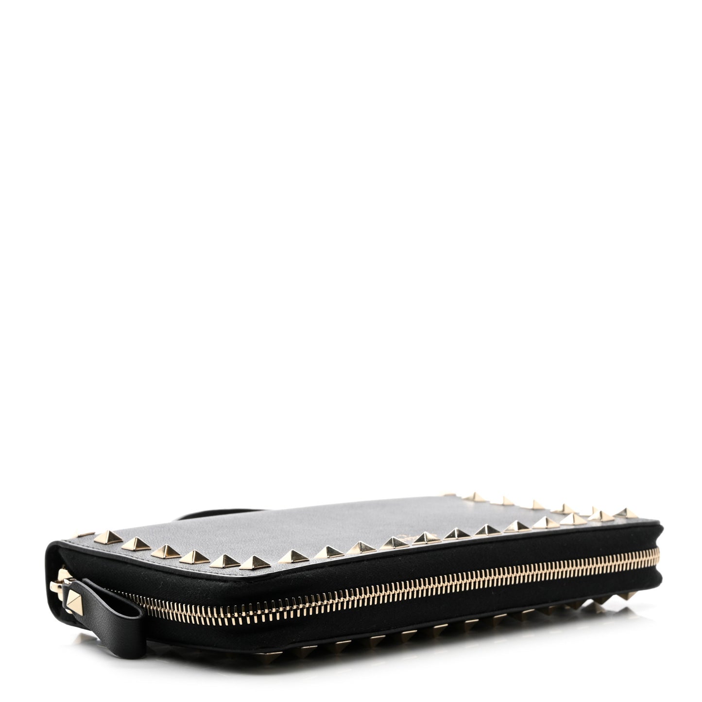 VALENTINO GARAVANI Vitello Rockstud Top Handle Travel Wallet Black