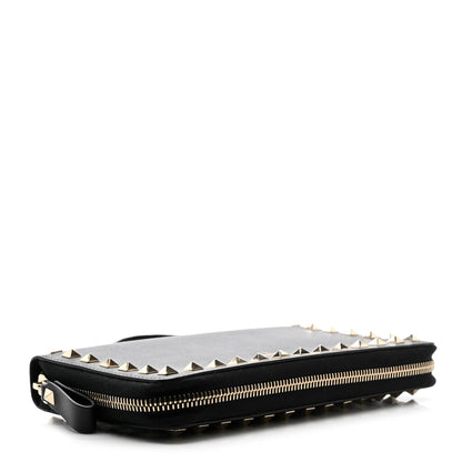 Valentino Garavani VALENTINO GARAVANI Vitello Rockstud Top Handle Travel Wallet Black 4 of 7