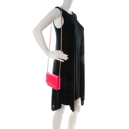 Chanel Patent Calfskin Quilted Boy Wallet On Chain WOC Pink 2 of 8