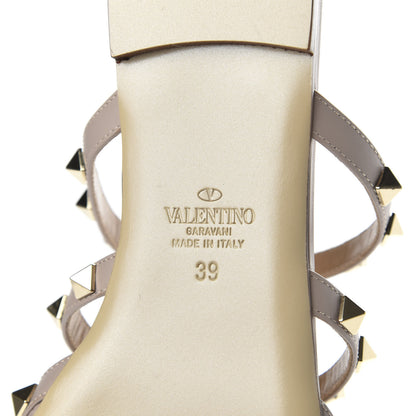 Valentino Garavani Pebbled Calfskin Rockstud Flat Cage Mules 39 Poudre 7 of 10