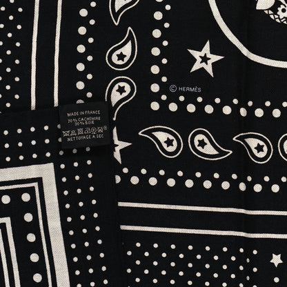 Hermes Cashmere Silk Les Cles Bandana Shawl 140 Black White 3 of 4