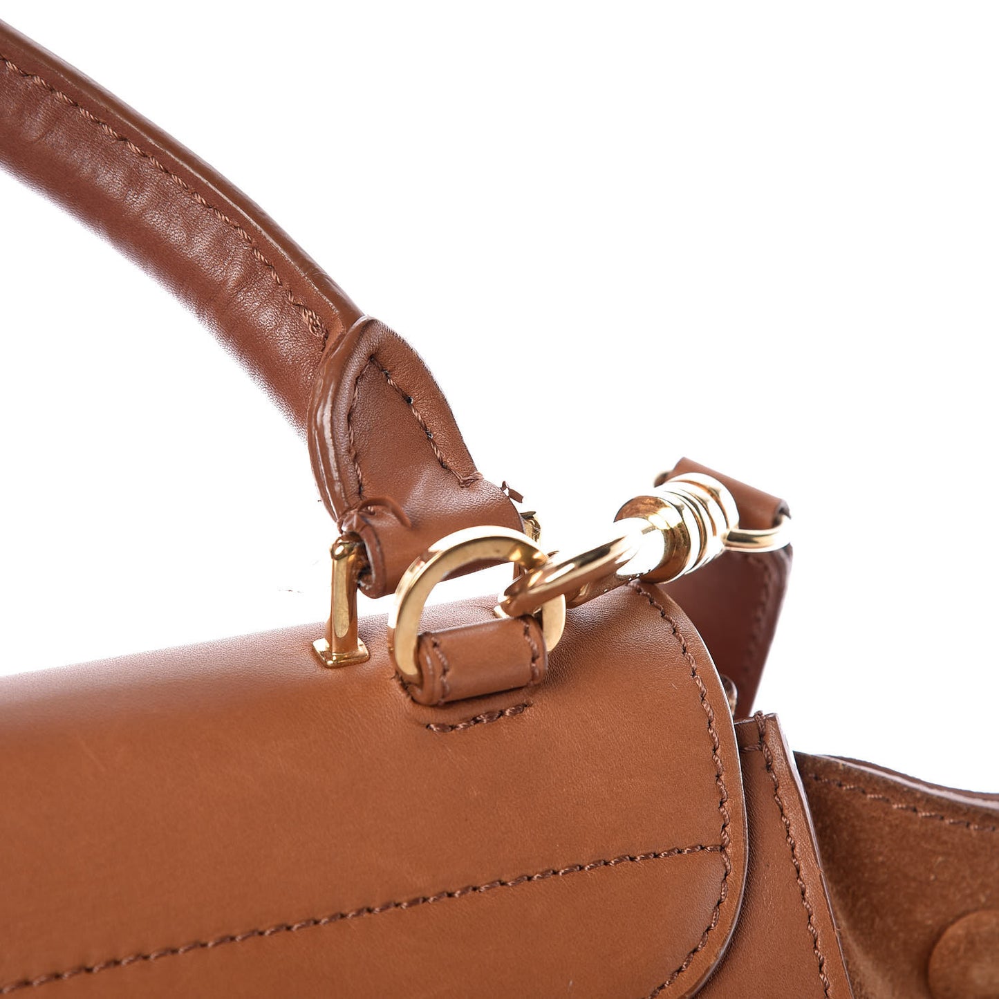 Natural Calfskin Suede Medium Trapeze Tan