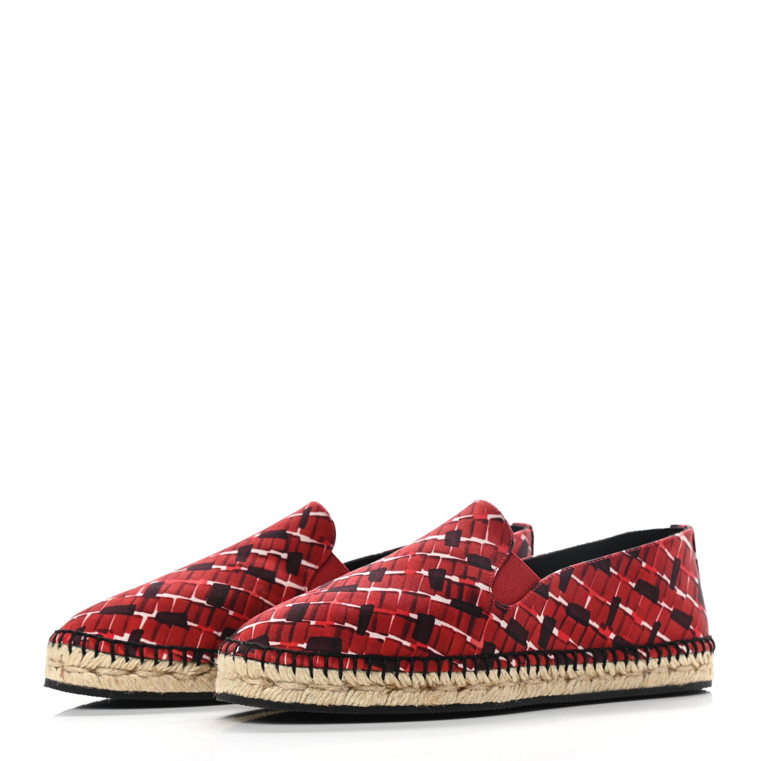 Bottega Veneta Satin Micro Square Grid Espadrille 36 Red Multicolor 3 of 7