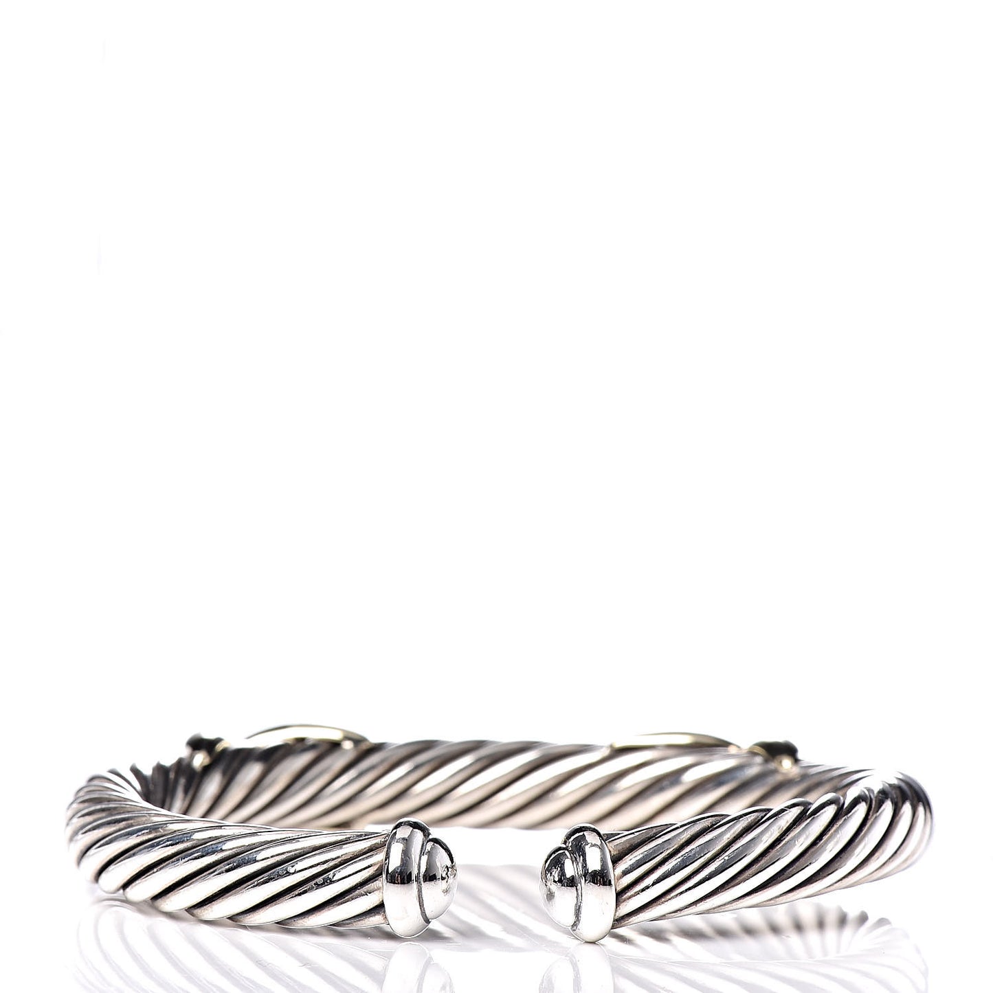 Sterling Silver 14K Yellow Gold 7mm Double X Cable Bracelet