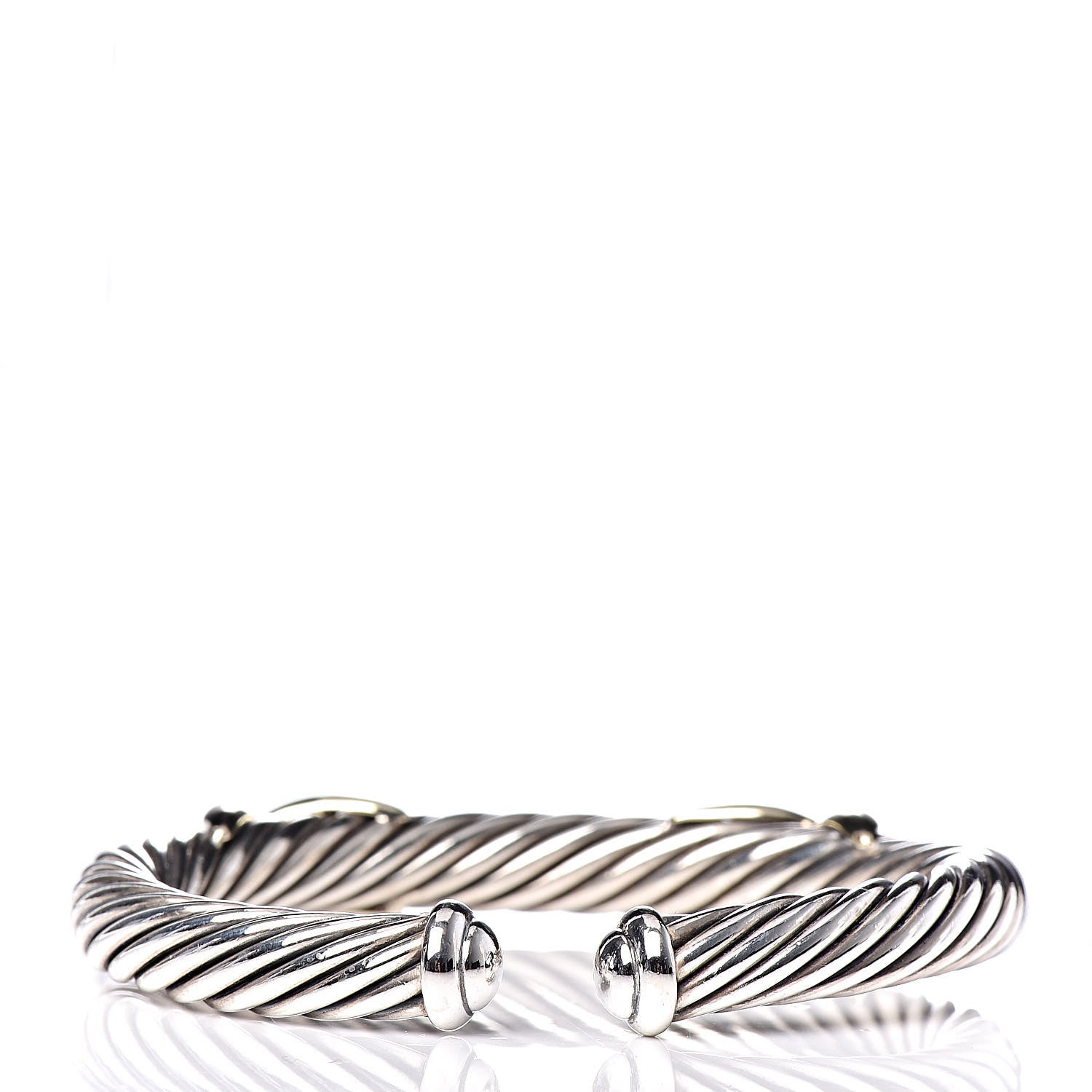 David Yurman Sterling Silver 14K Yellow Gold 7mm Double X Cable Bracelet 3 of 3