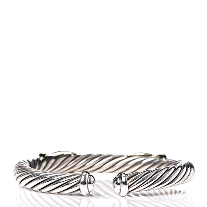 David Yurman Sterling Silver 14K Yellow Gold 7mm Double X Cable Bracelet 3 of 3
