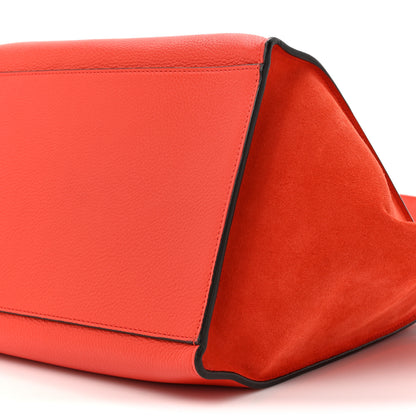 Celine Drummed Calfskin Suede Medium Trapeze Vermillion 8 of 17