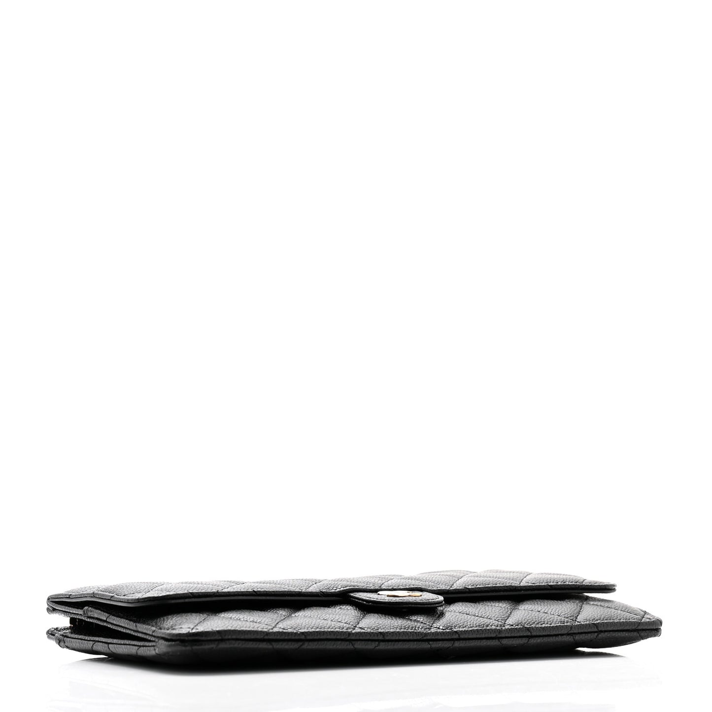 Caviar Quilted Flap Zip Pouch Black