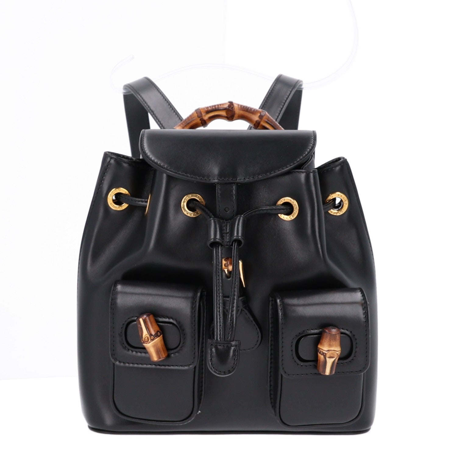 Gucci Calfskin Bamboo Backpack Black 1 of 9