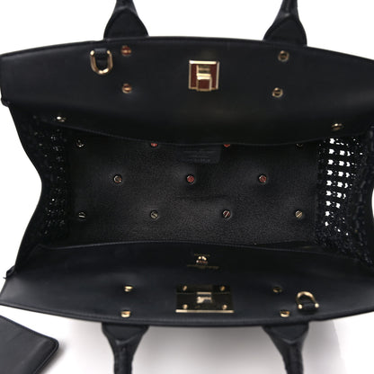 Salvatore Ferragamo Calfskin Woven Small Studio Top Handle Bag Black 6 of 11